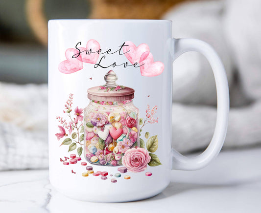 Valentine Candy Jar Sweet Love Heart  15 oz Coffee Mug