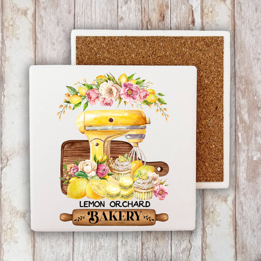 Farmhouse Lemon Orchard Bakery Stone Coaster