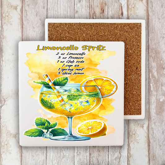 Summer Cocktail Limoncello Spritz Stone Coaster (Set of 2)