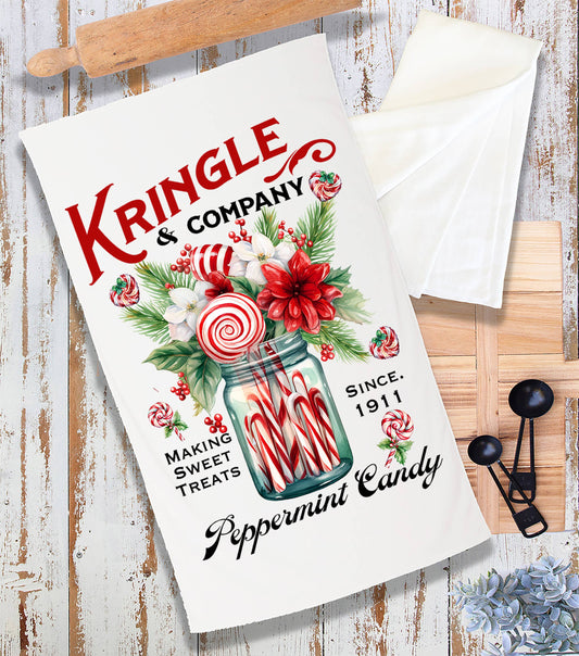Christmas Kringle Peppermint Candy Terry Towel