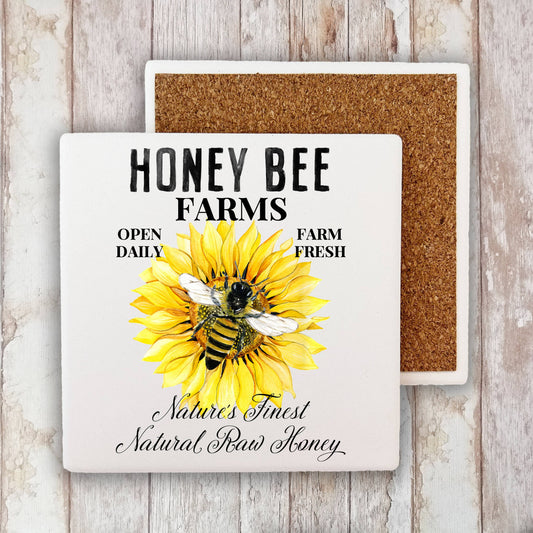 Modern  Farmhouse Honey Bee Stone Coaster