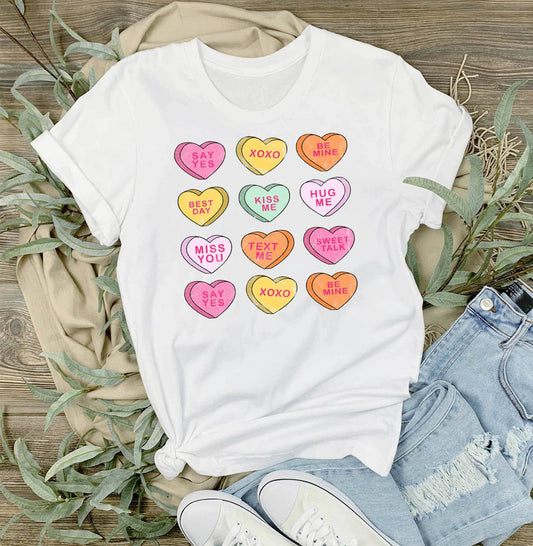 Candy Hearts Messages Valentine T-Shirt