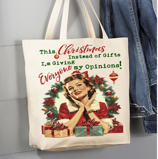 Christmas Funny Gifts My Opinions Canvas Tote Bag