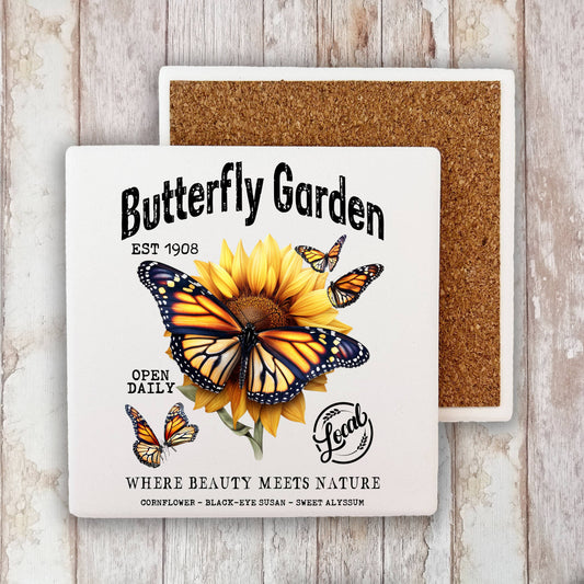 Monarch Butterfly Garden Stone Coaster