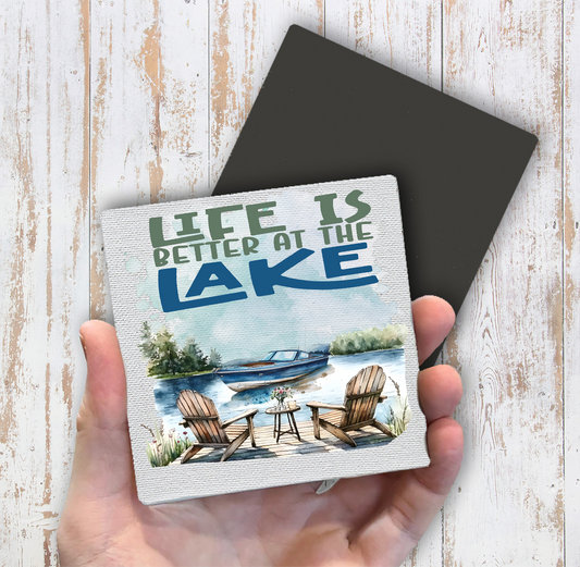 Life is better at the lake Magnet Fridge (Set of 2)