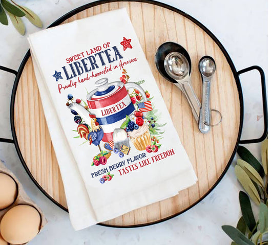 Farmhouse  4th of July Patriotic Liberty Tea Tea Towel