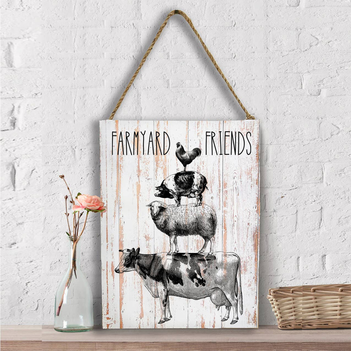Farmyard Friends Cow Sheep Pig Chicken, Wall Decor