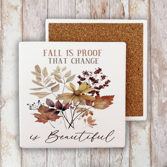 Autumn Fall  Is proof of Change Stone Coaster-Sets of 2