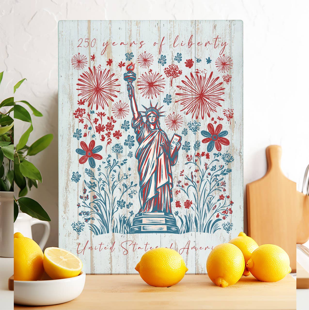 Patriotic Liberty 250 Anniversary Glass Cutting Board