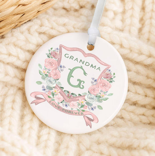 Mother's Day Grandma Floral Crest Ornament