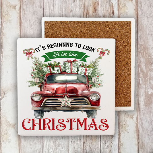Beginning to Look Like Christmas Stone Coaster (Set of 2)