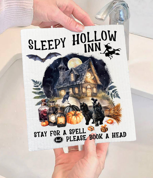 Halloween Sleepy Hollow Inn Swedish Dishcloth-Sets of 2