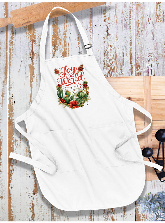 Christmas Joy to the World Cactus Apron