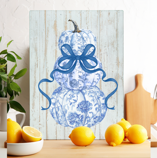 Glass Cutting Board Fall Chinoiserie Blue & White