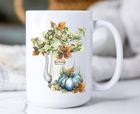 Fall Autumn Blue Pumpkin Watering Can Coffee Mug