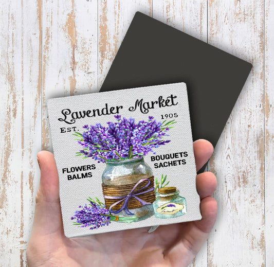 Purple Lavender Country Market  Magnet Fridge - Sets of 2