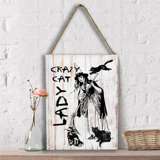 Crazy Cat Lady Witch Halloween Wall Decor