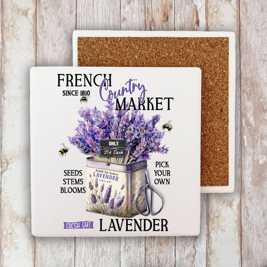 French Country Lavender Market Stone Coaster