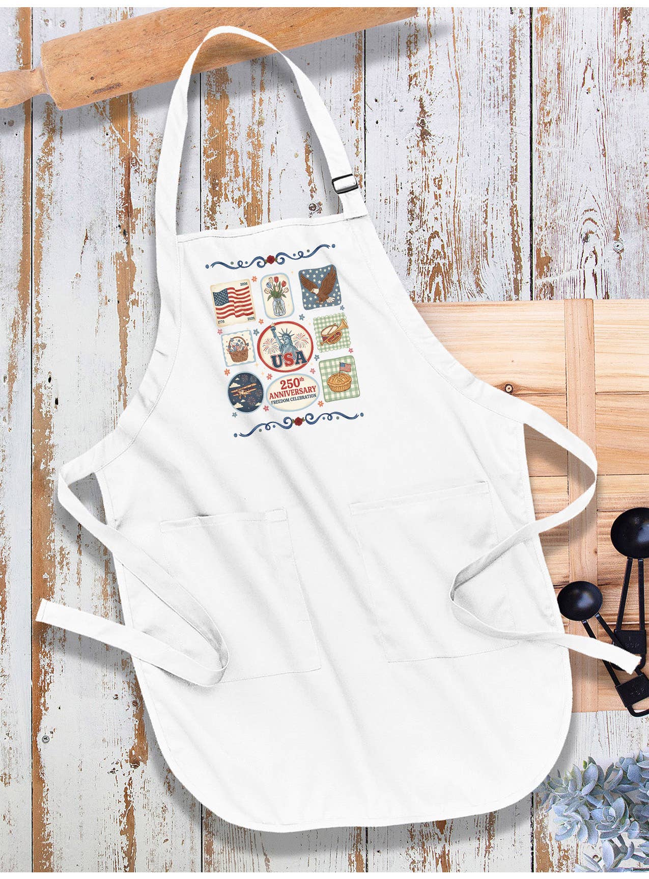 Patriotic Collage 250 Anniversary America Apron