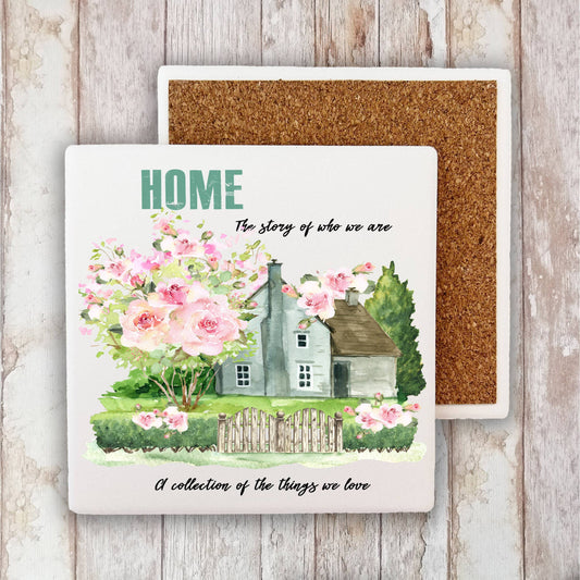 Modern Farmhouse Home Our Story Stone Coaster-Set of 2
