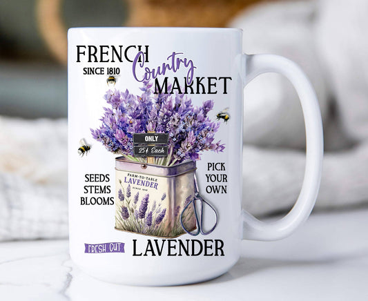 French Country Lavender Market 15 oz Coffee Mug