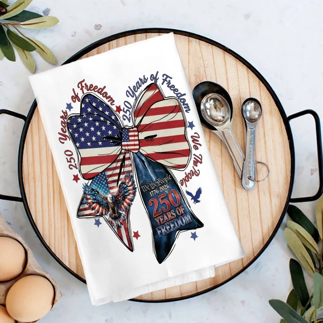 Patriotic Bow 250 Anniversary America Tea Towel
