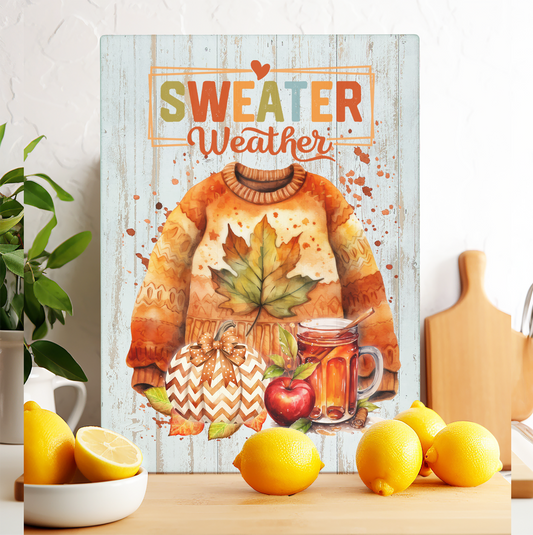 Glass Cutting Board Fall Sweater Weather
