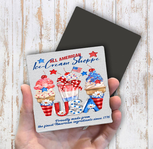 All American Ice Cream Patriotic USA Magnet Fridge - Sets of 2
