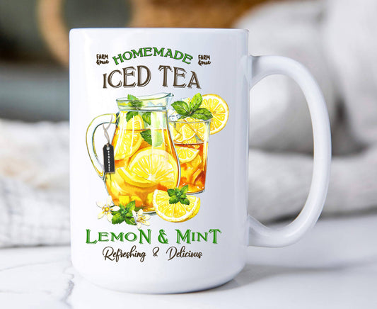 Home Made Ice Tea and Mint Cotton Coffee Mugs