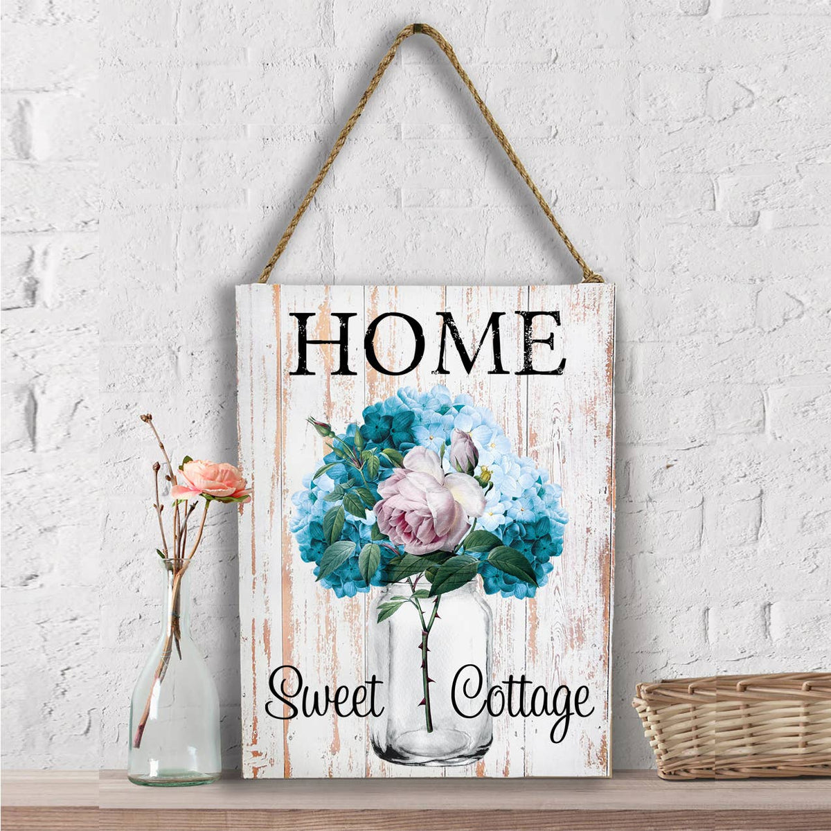 Home Sweet Cottage Flowers Mason Jar, Wall Decor