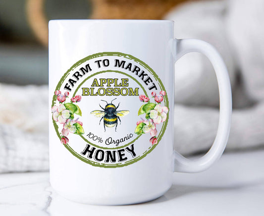 Apple Blossom Honey Bee Farm to Market, Coffee Mugs