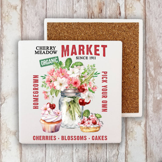 Cherry Meadow Market Country Stone Coaster
