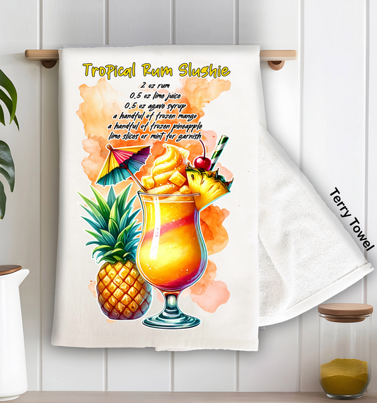 Summer Cocktail Tropical Rum Slushie Kitchen Terry Towel