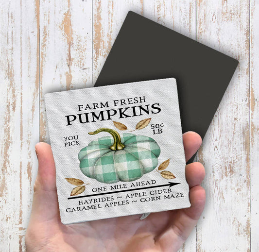 Farm Fresh Pumpkin Plaid, Magnet Fridge - Sets of 2