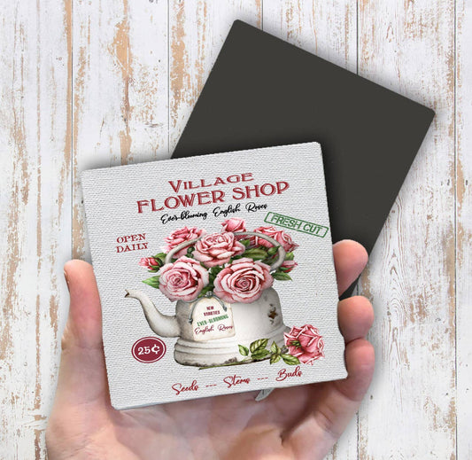 Village Flower Shop Roses Magnet Fridge - Sets of 2