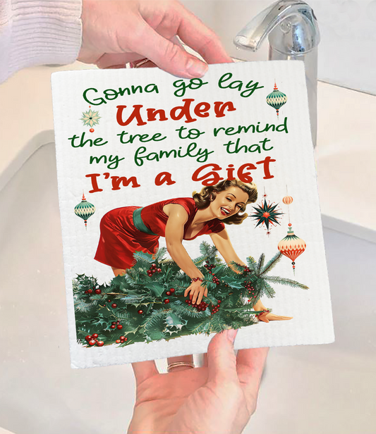 Christmas Funny I am the Gift Swedish Discloth (Set of 2)