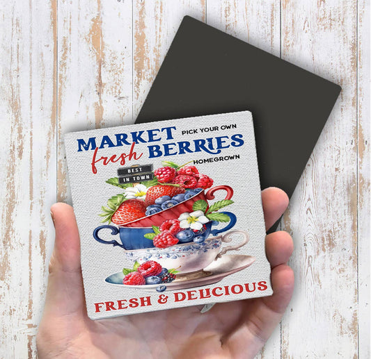 Farmers Market Fresh Berries Magnet Fridge - Sets of 2