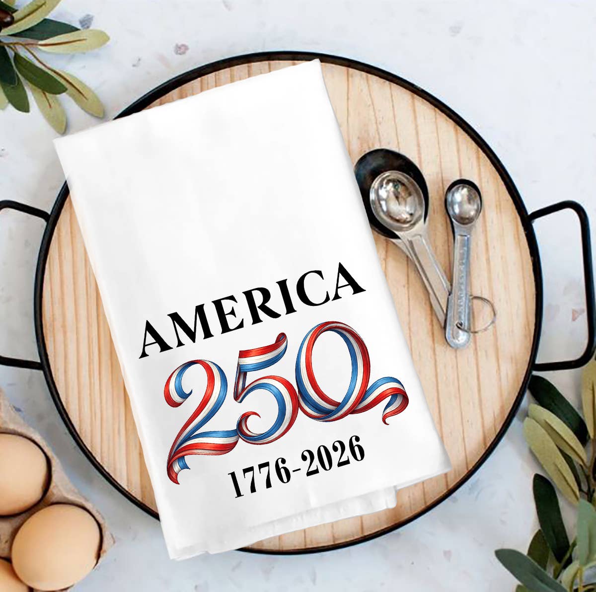 Patriotic Red White Blue 250 Anniversary Tea Towel