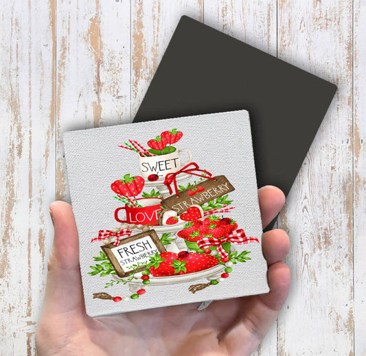 Sweet Fresh Strawberries Summer Magnet Fridge - Sets of 2