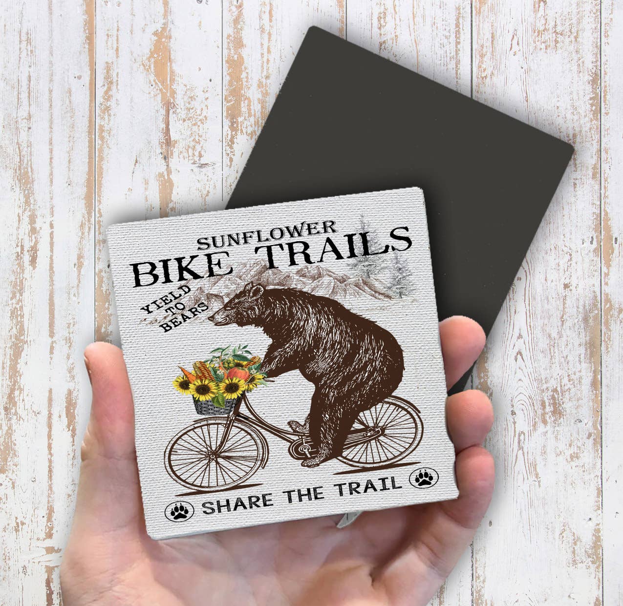 Share the Trail Black Bear Bicycle Magnet Fridge - Sets of 2