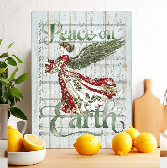 Glass Cutting Board Christmas Peace on Earth Angel