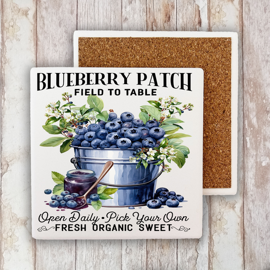 Blueberry Patch Field to Table  Stone Coaster (Set of 2)