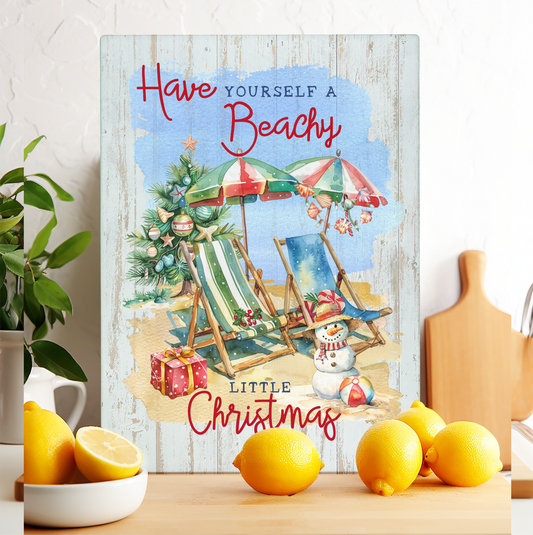Glass Cutting Board Coastal Have a Beachy Christmas