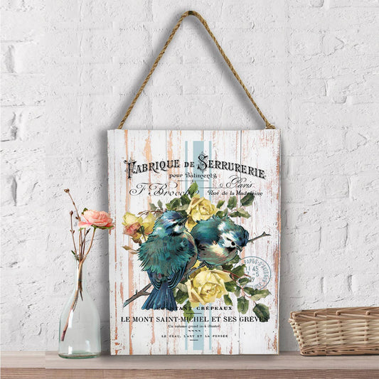 Vintage French Birds Roses  Wall Decor
