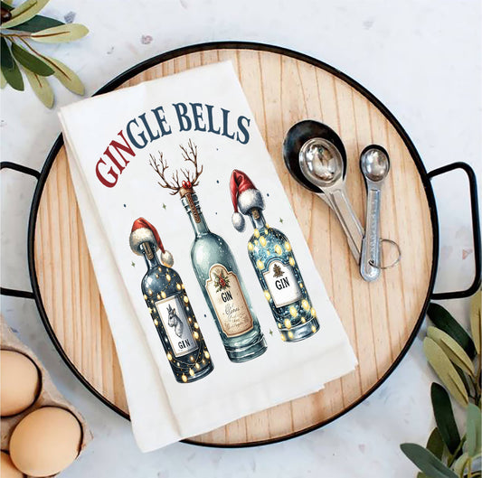 Christmas Gingle Bells Gin Tea Towel
