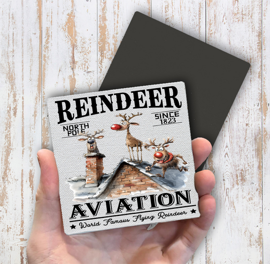 Christmas Reindeer Aviation Flying Magnet Fridge (Set of 2)