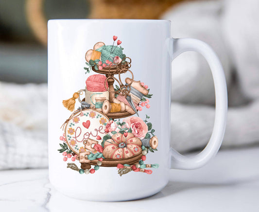 Love Knitting 3 Tier Tray Cotton Coffee Mugs