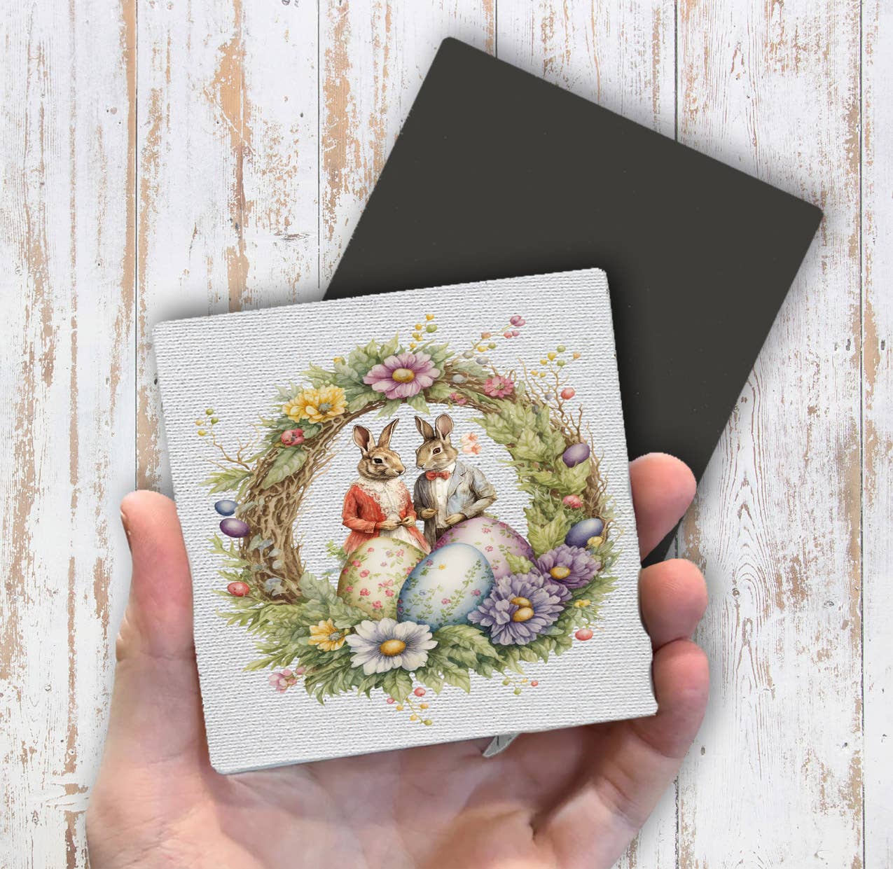 Easter Vintage Victorain Bunnies Magnet Fridge - Sets of 2