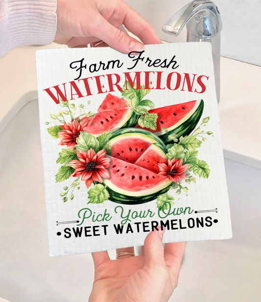 Farm Fresh Watermelon  Swedish Dishcloth (Set of 2)