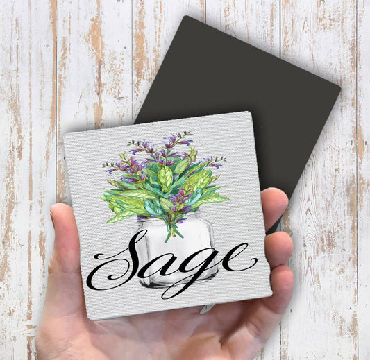 Farm Fresh Herbs Sage Magnet Fridge - Sets of 2